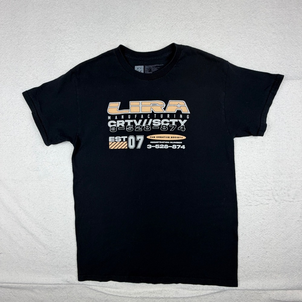 Lira Clothing Mens Black Race Car Graphic T-Shirt Medium Streetwear Est 07